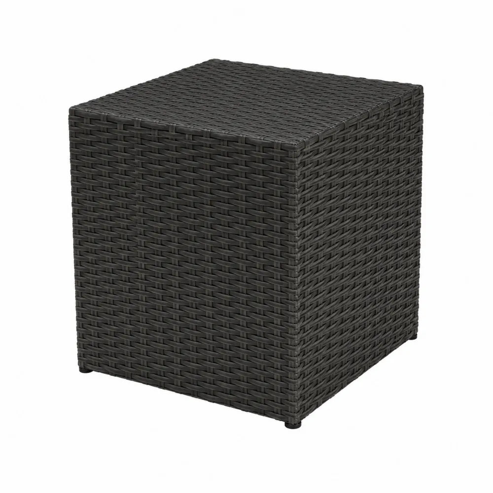 Kwadratowy stolik ogrodowy z plecionki PE ciemnoszary 43x43x40cm