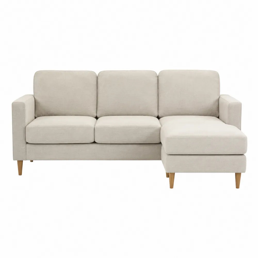 Sofa modułowa z szezlongiem, tkanina poliestrowa, beżowa