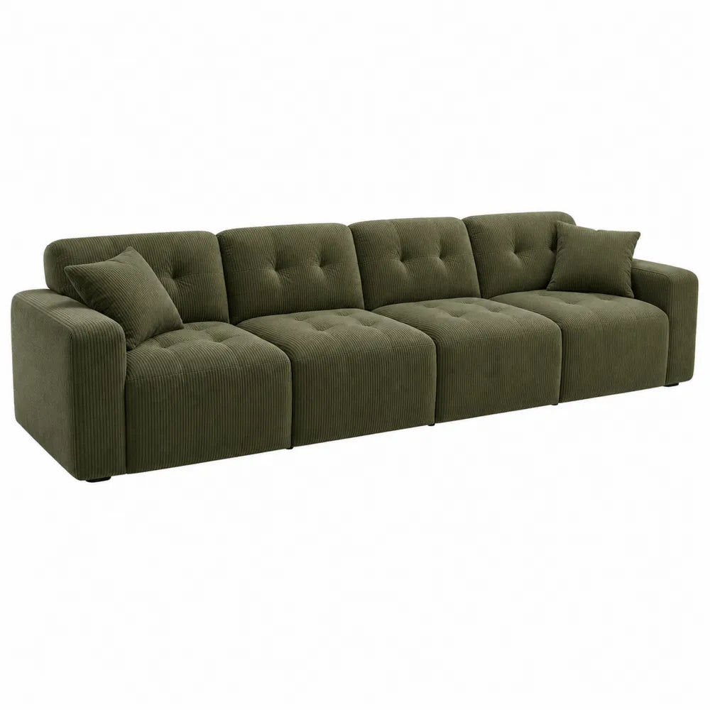 Modułowa sofa czteroelementowa zielony sztruks