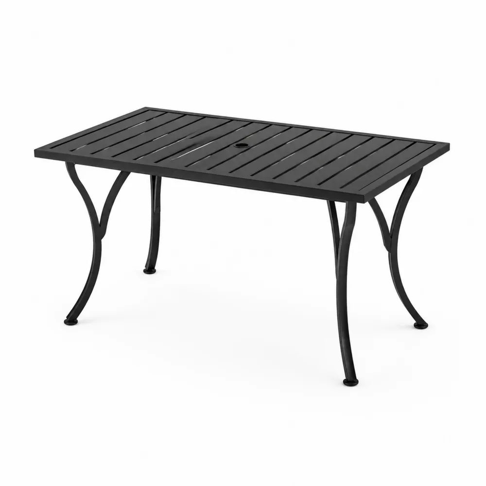 Stół ogrodowy prostokątny metalowy czarny z aluminium 150x90x74 cm