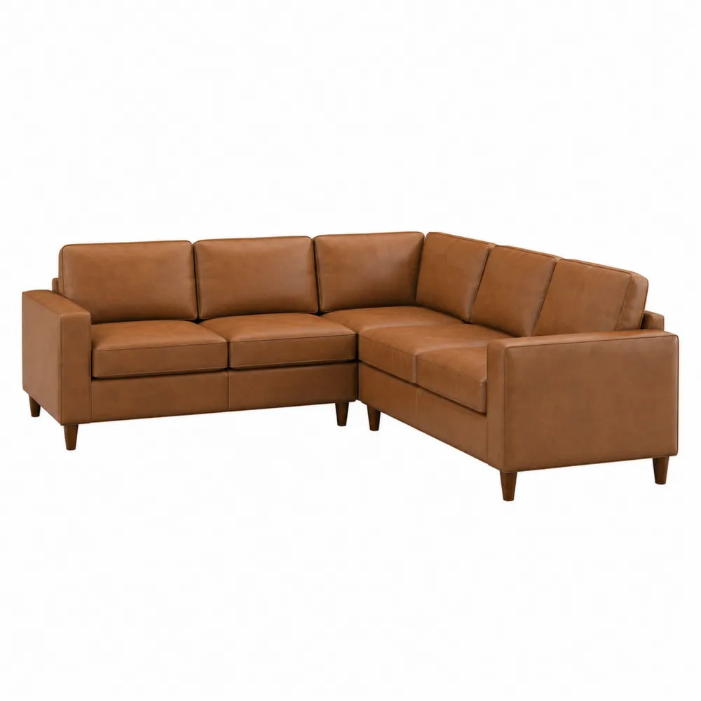 Narożna sofa z brązowej ekoskóry