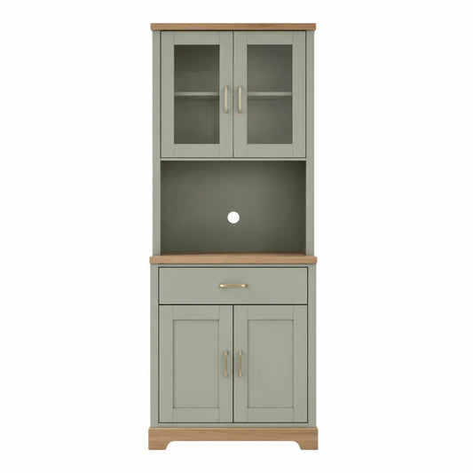 Kredens kuchenny z MDF i szkłem hartowanym 180x75x35 cm szary