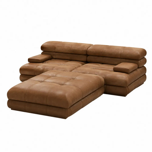 Sofa narożna skórzana brązowa 250 cm