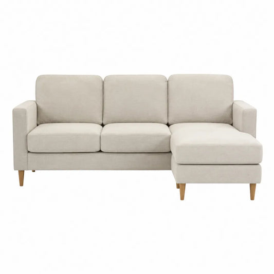 Sofa modułowa z szezlongiem, tkanina poliestrowa, beżowa