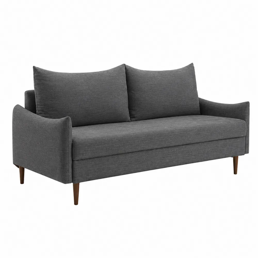 Sofa dwuosobowa z szarej tkaniny poliestrowej, 180 cm