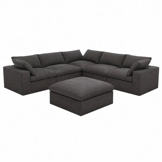Sofa modułowa L kształcie tkanina grafitowa 250cm