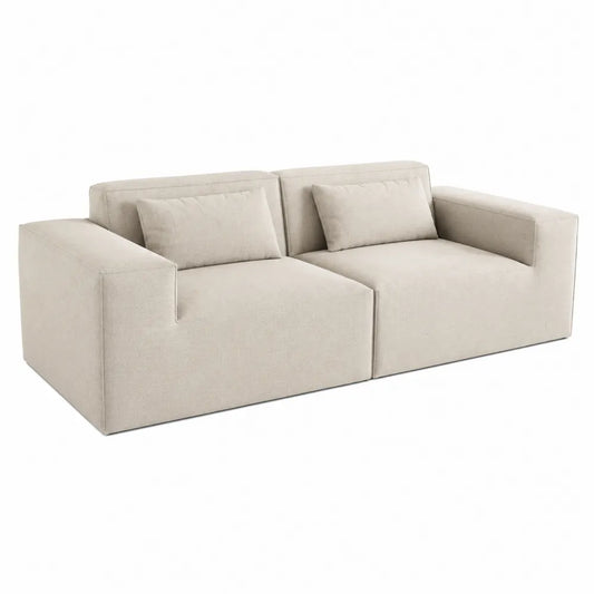 Sofa modułowa 2-osobowa beżowa lniana 200x100x75 cm