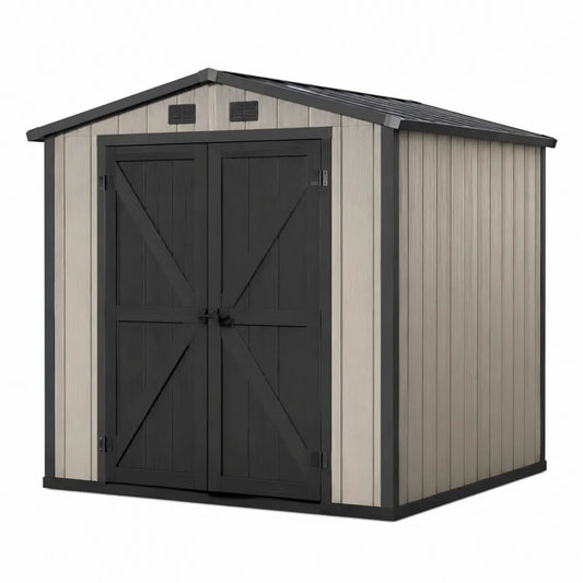 Szopa ogrodowa z polipropylenu 213 x 190 x 226 cm szaro-czarna