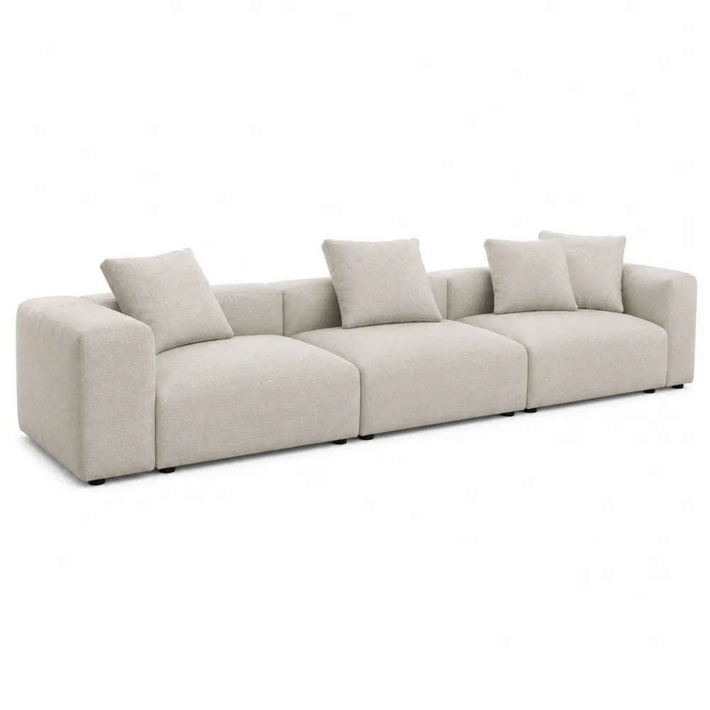 Sofa modułowa z tkaniny, jasnoszara, 4-osobowa, 300 cm
