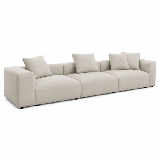 Sofa modułowa z tkaniny, jasnoszara, 4-osobowa, 300 cm