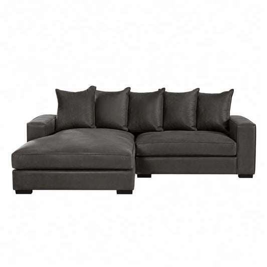 Sofa narożna modułowa z leżanką z mikrofibry szara 295x150x85 cm