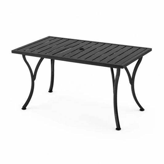 Stół ogrodowy prostokątny metalowy czarny z aluminium 150x90x74 cm